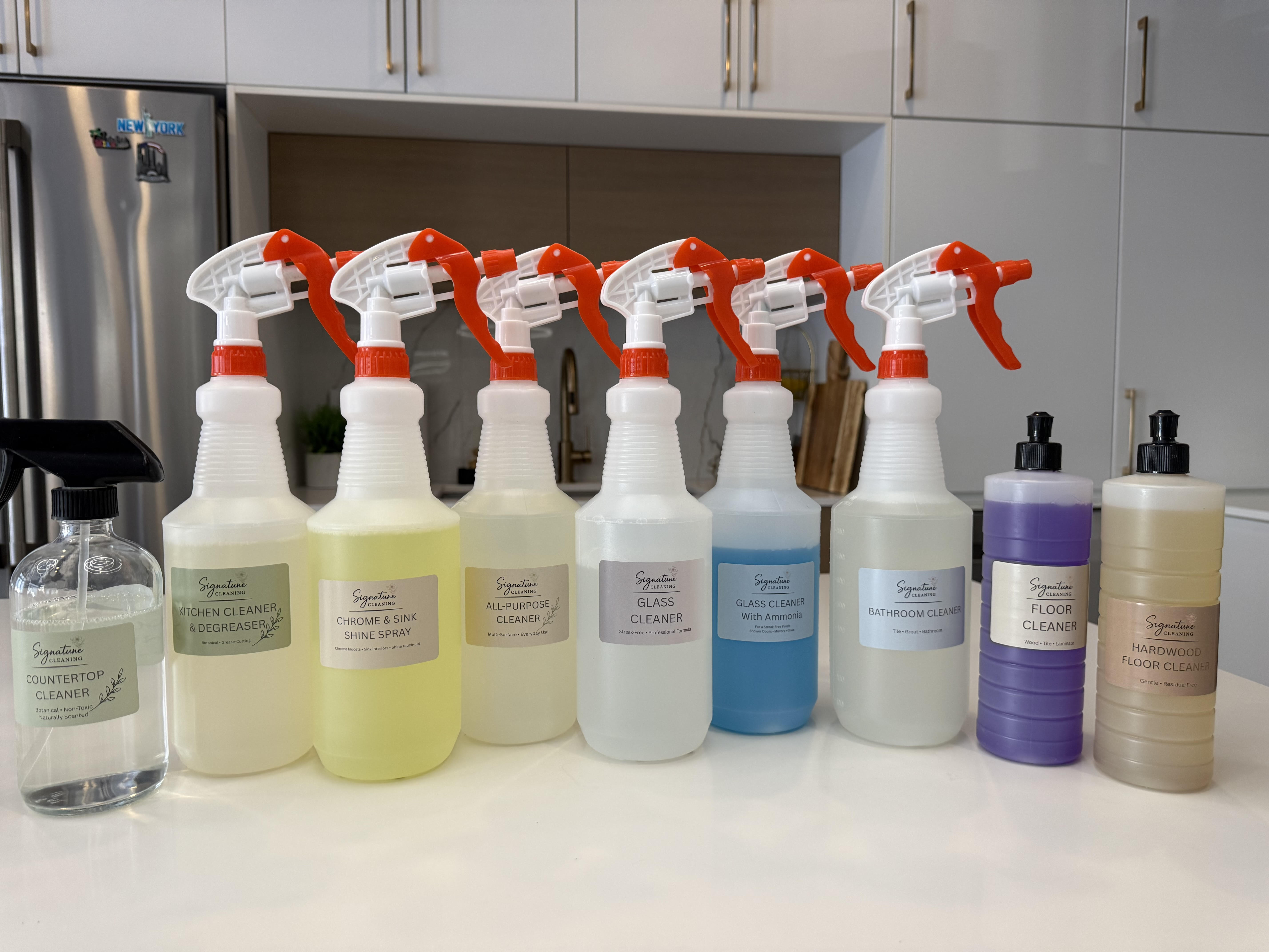 Signature Home Cleaning custom product kit used by our team